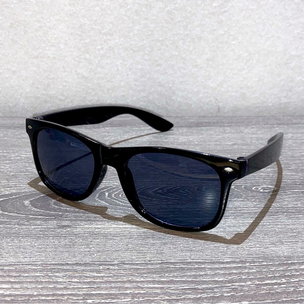 CLASSIC WAYFARER STYLE Sunglasses Black Frame & Soft Leather Case